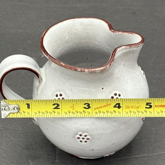 Handcrafted Ceramic Jug Pitcher Raised Brown Accents Pottery Farmhouse Rustic - Picture 6 of 13